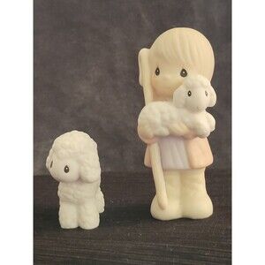 1982 Precious Moments Shepherd Boy With Lambs Mini Nativity Figures 213616+